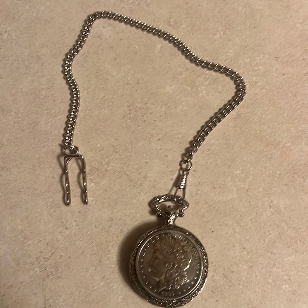 American Coin Treasures 1800's Morgan Silver Dollar Pocket Watch